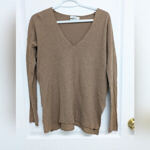 Aritzia Babaton Erin sweater wool linen blend relaxed fit camel brown minimalist